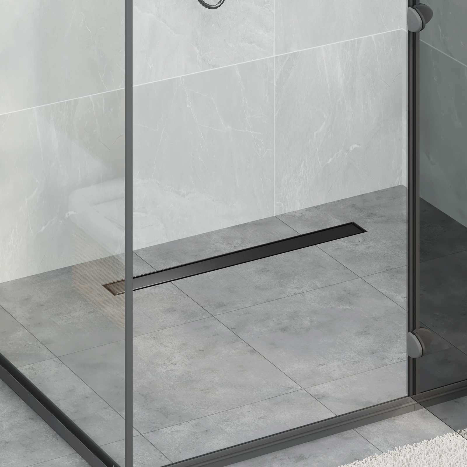 2 in 1 Duschabfluss Schwarz 80 cm Edelstahl 304