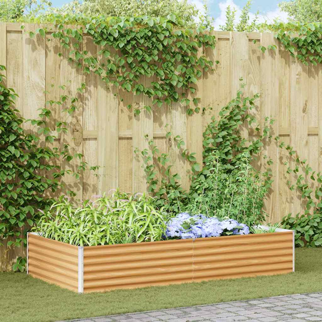 Hochbeet Hellbraun 195 x 100 x 36 cm Verzinkter Stahl