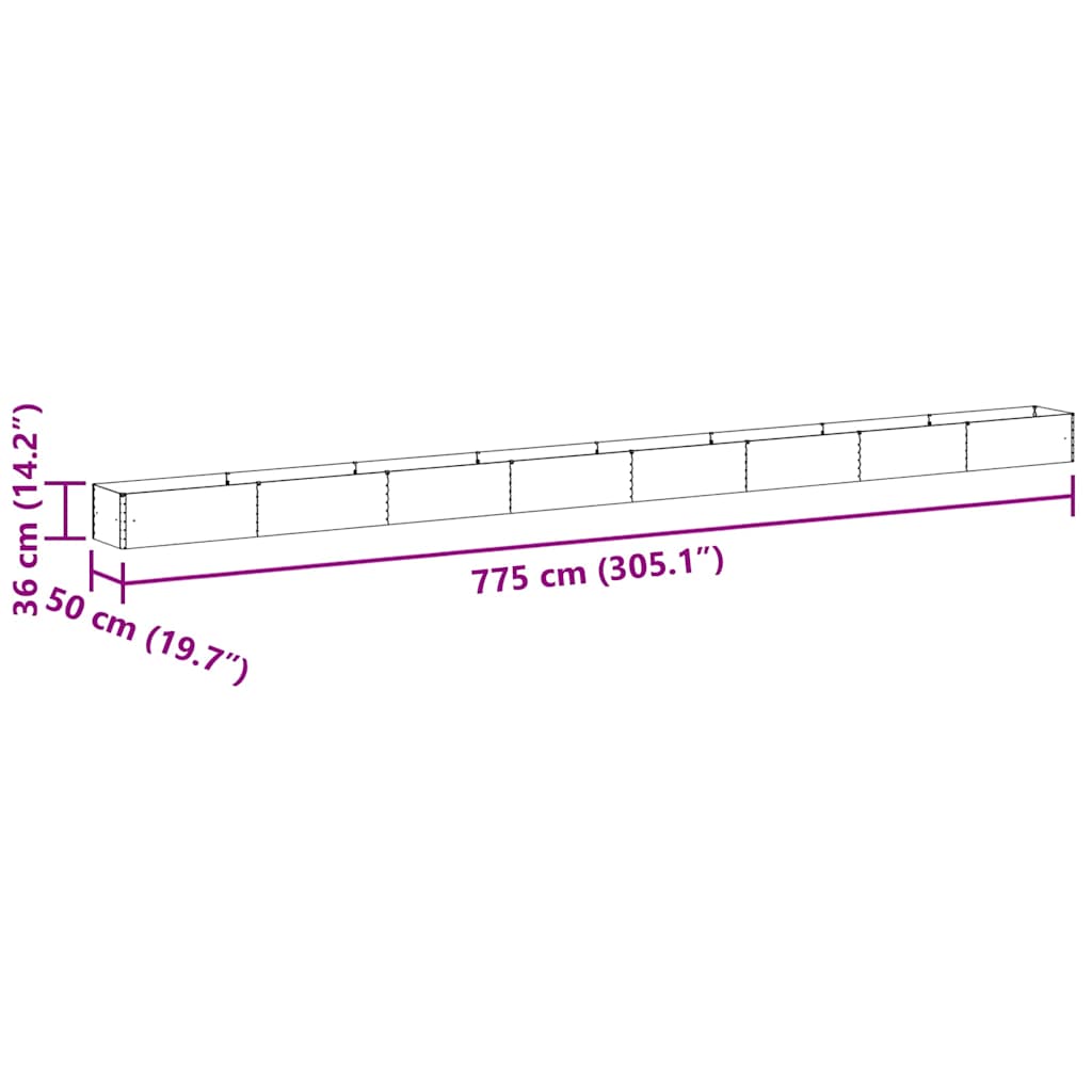 Hochbeet Hellbraun 775 x 50 x 36 cm Verzinkter Stahl