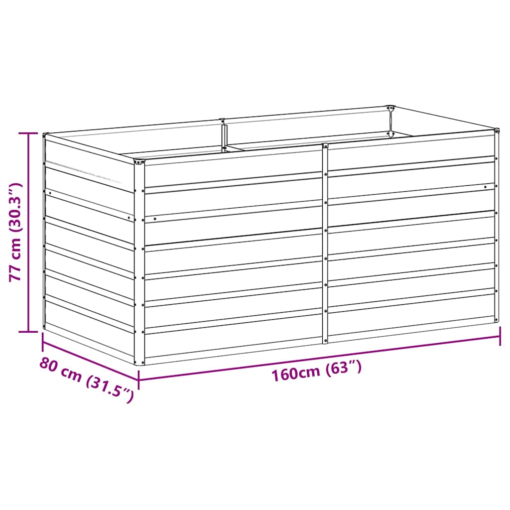 Hochbeet Hellbraun 160 x 80 x 77 cm Verzinkter Stahl
