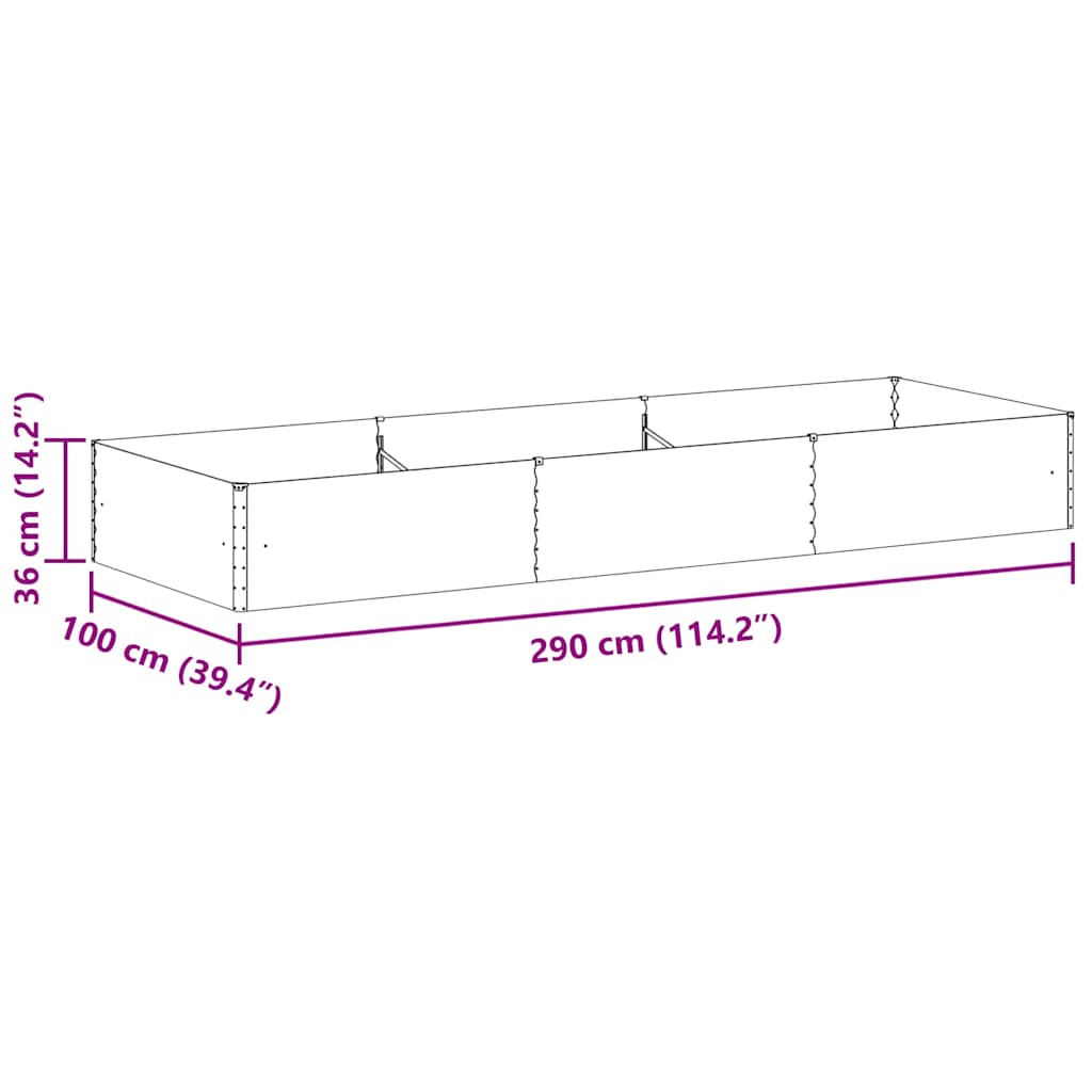 Hochbeet Hellbraun 290 x 100 x 36 cm Verzinkter Stahl