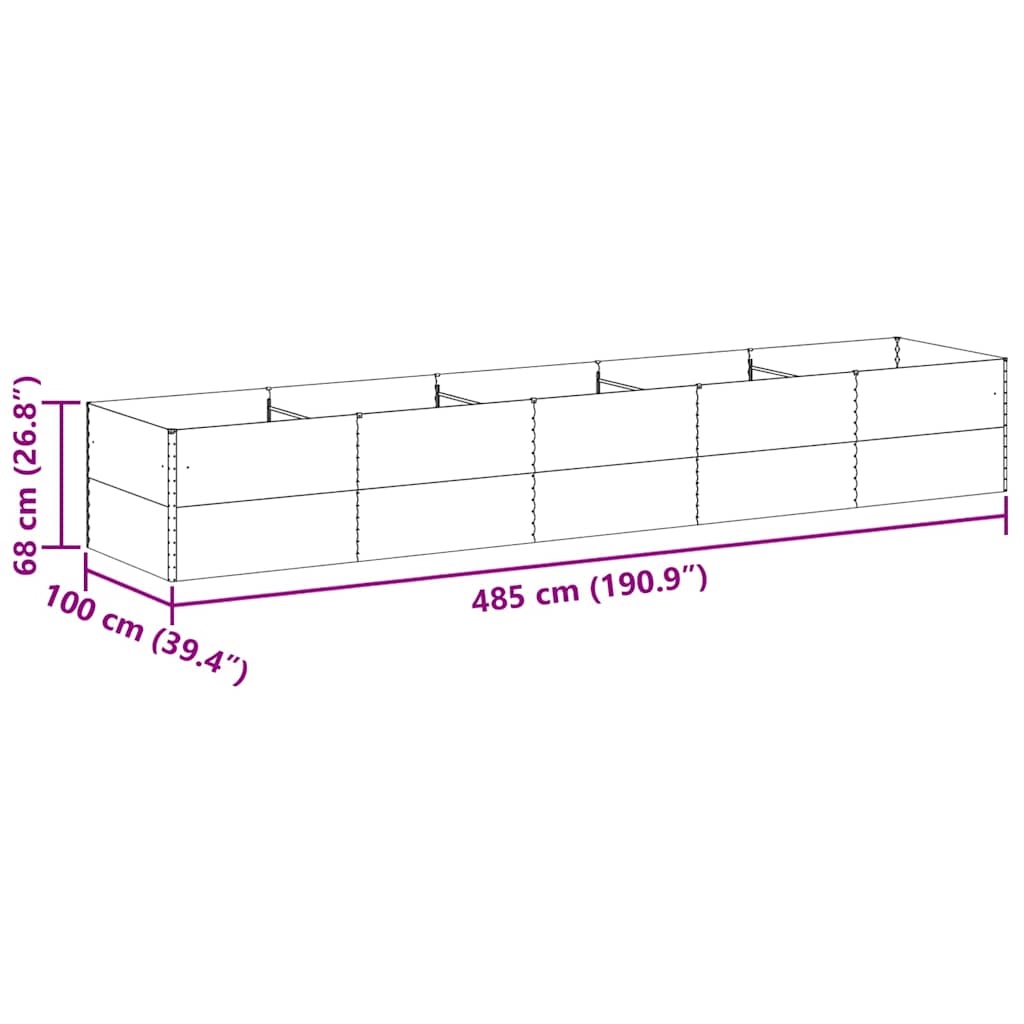Hochbeet Hellbraun 485 x 100 x 68 cm Verzinkter Stahl