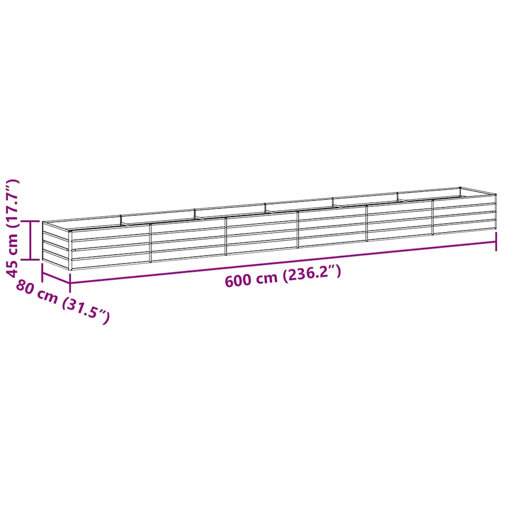 Hochbeet Hellbraun 600 x 80 x 45 cm Verzinkter Stahl