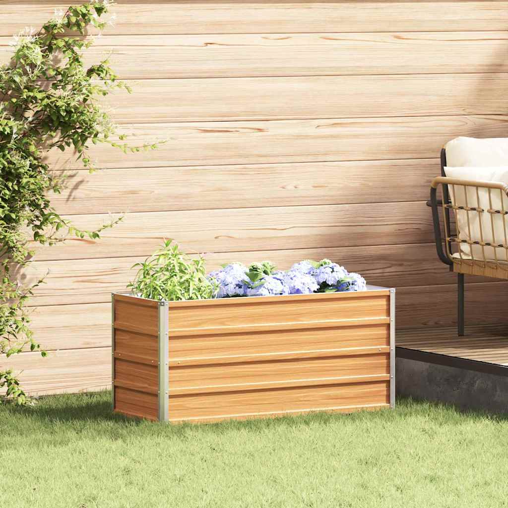 Hochbeet Hellbraun 100 x 40 x 45 cm Verzinkter Stahl