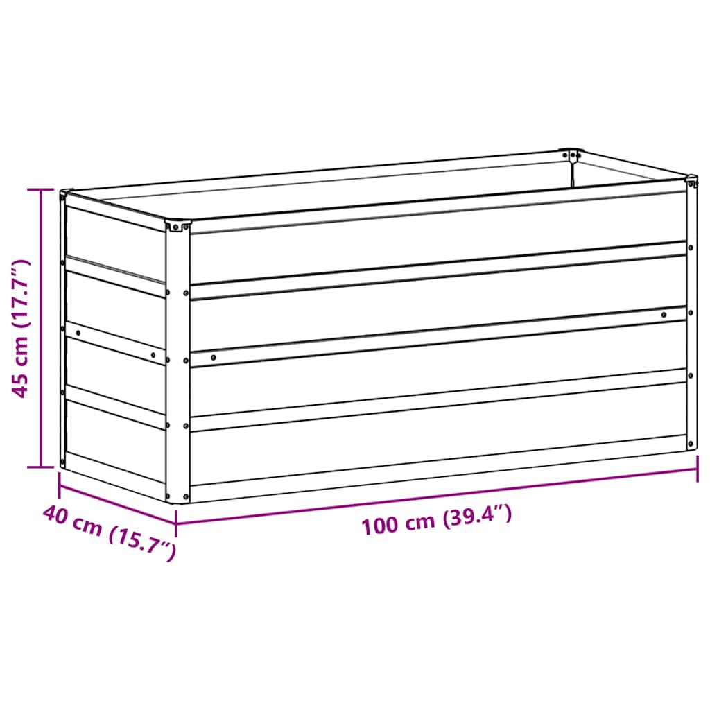 Hochbeet Hellbraun 100 x 40 x 45 cm Verzinkter Stahl
