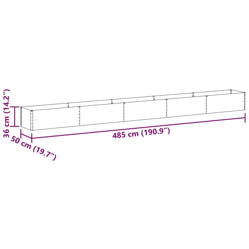 Hochbeet Hellbraun 485 x 50 x 36 cm Verzinkter Stahl