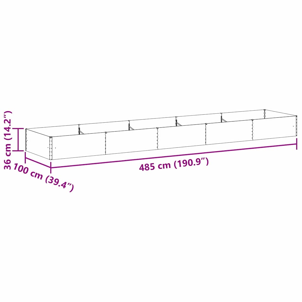 Hochbeet Hellbraun 485 x 100 x 36 cm Verzinkter Stahl