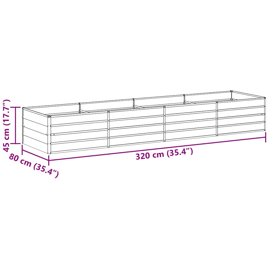 Hochbeet Hellbraun 320 x 80 x 45 cm Verzinkter Stahl