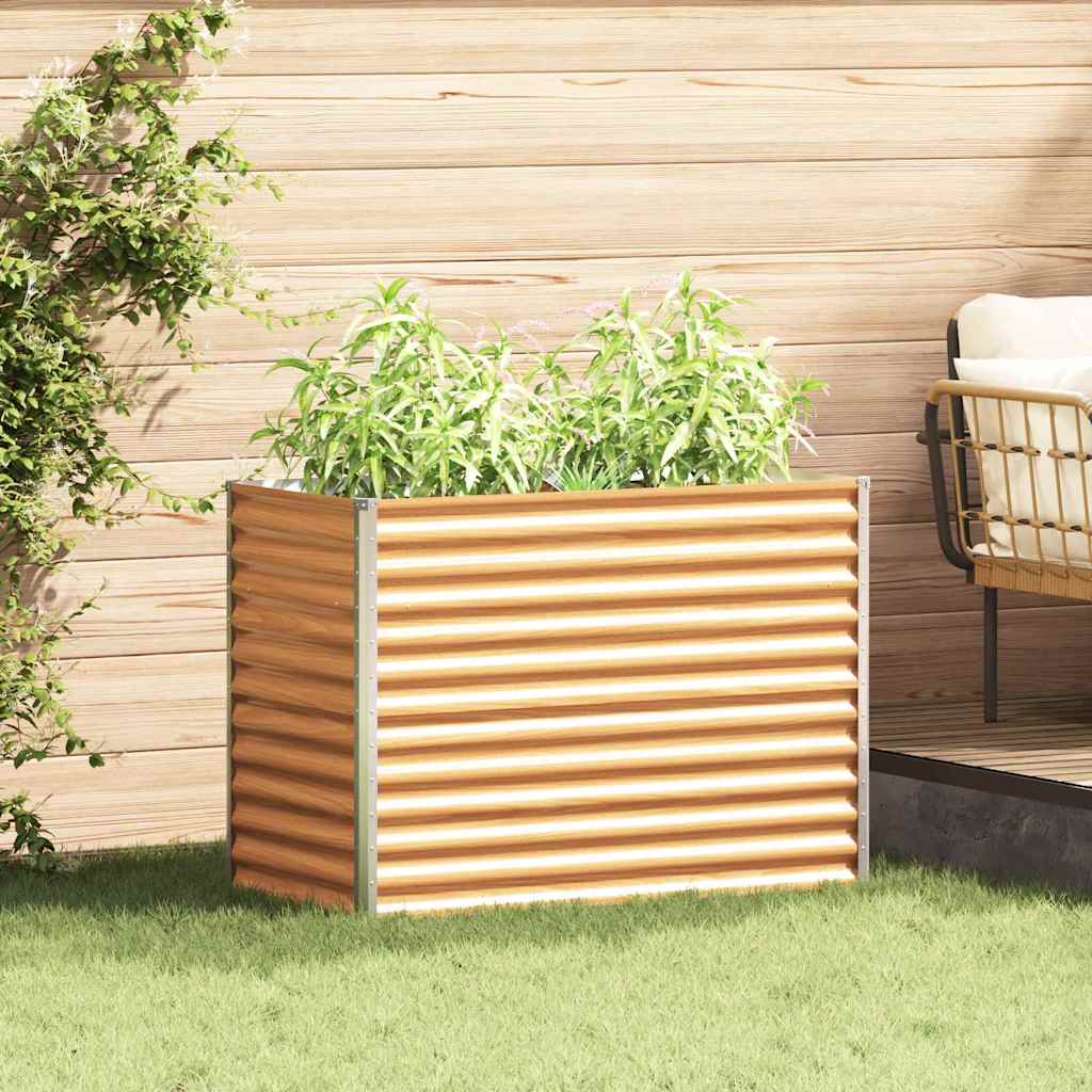 Hochbeet Hellbraun 98 x 50 x 68 cm Verzinkter Stahl