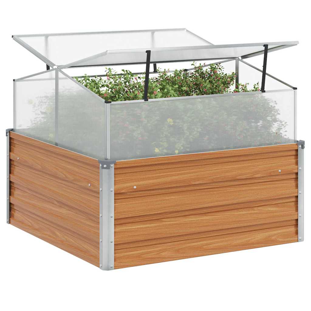 Gartenpflanzer mit Gewächshaus Hellbraun 100 x 100 x 77 cm