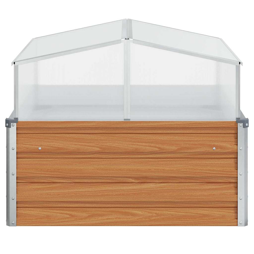 Gartenpflanzer mit Gewächshaus Hellbraun 100 x 100 x 77 cm