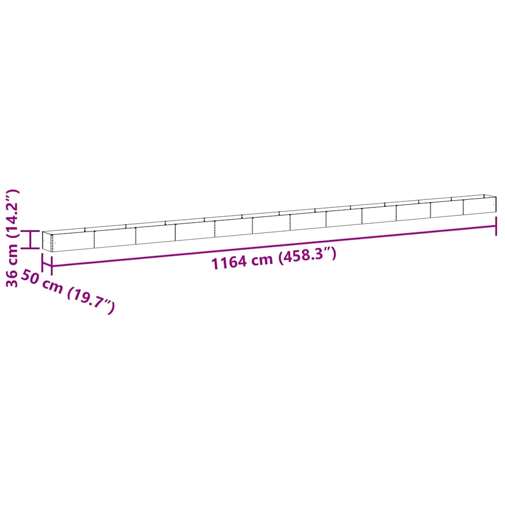 Hochbeet Hellbraun 1164 x 50 x 36 cm Verzinkter Stahl