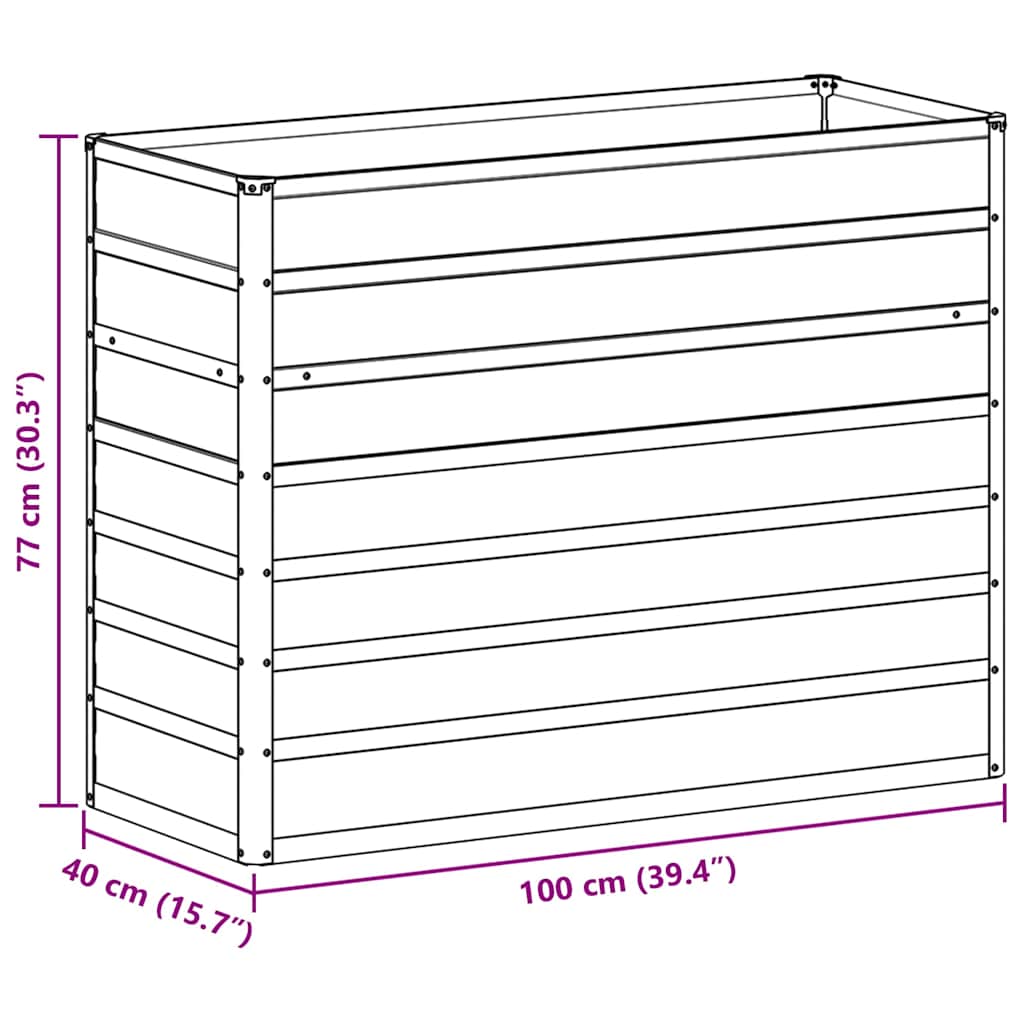 Hochbeet Hellbraun 100 x 40 x 77 cm Verzinkter Stahl
