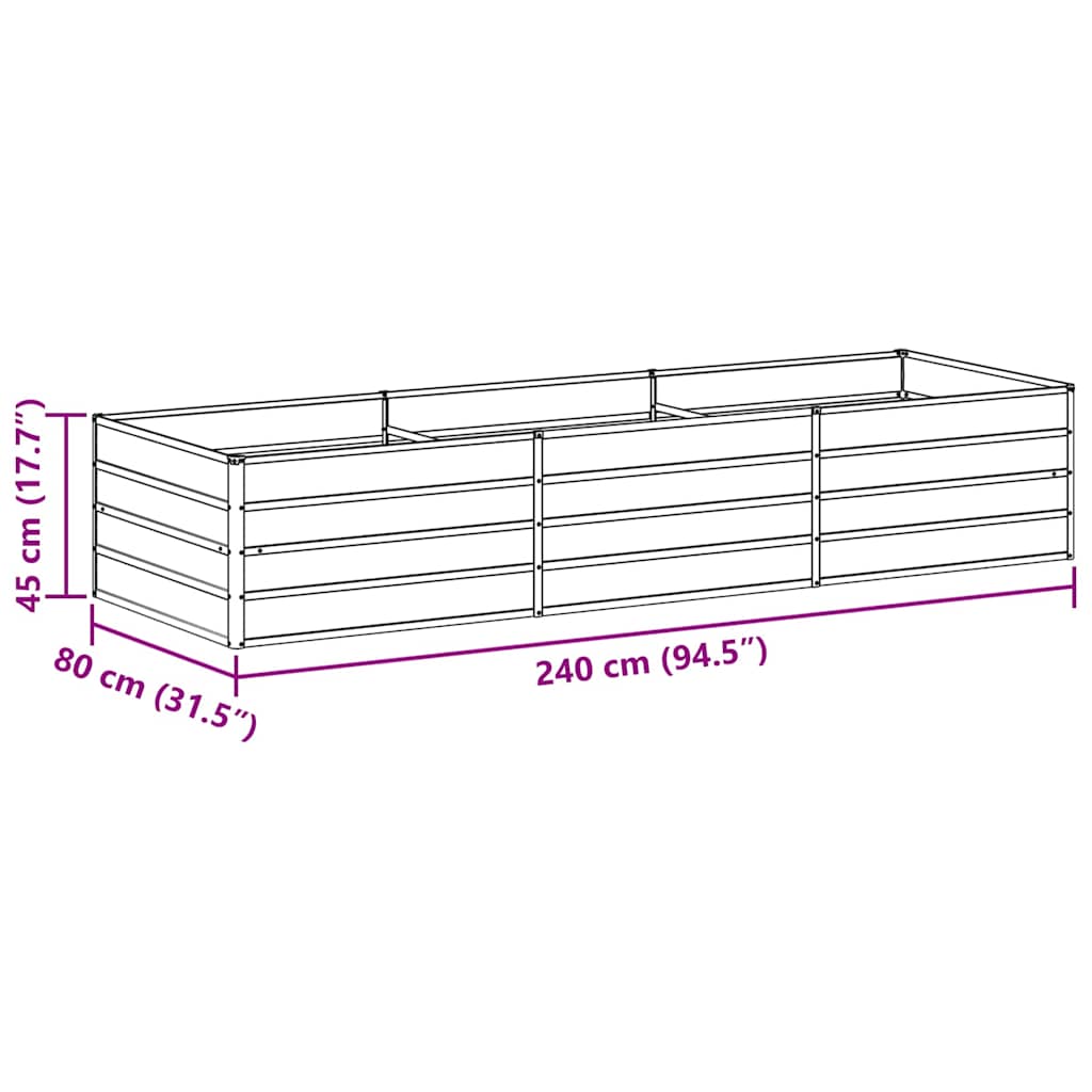 Hochbeet Hellbraun 240 x 80 x 45 cm Verzinkter Stahl