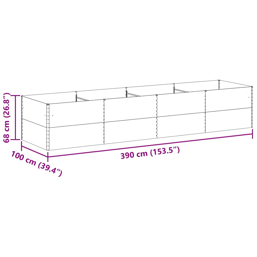 Hochbeet Hellbraun 390 x 100 x 68 cm Verzinkter Stahl