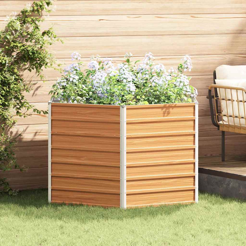 Hochbeet im Garten Hellbraun 129 x 129 x 77 cm Verzinkter Stahl