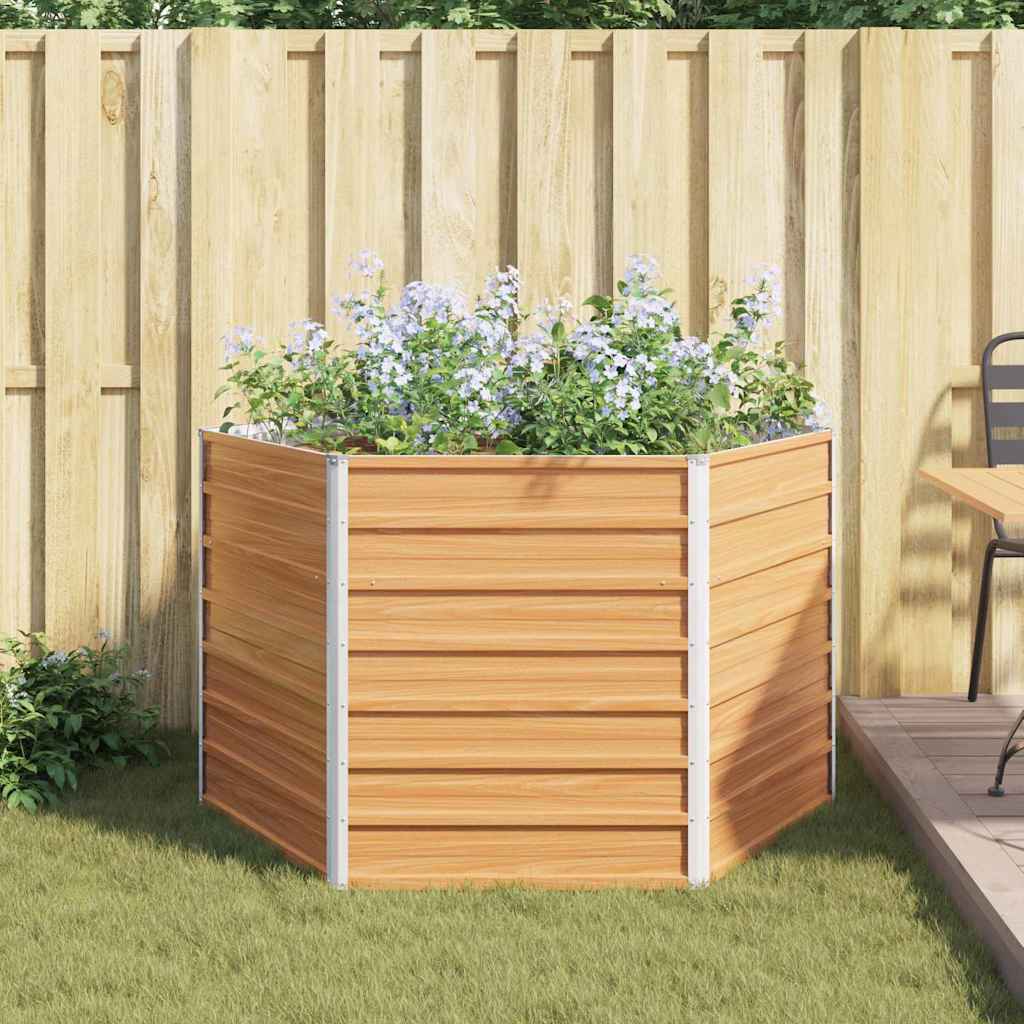 Hochbeet im Garten Hellbraun 129 x 129 x 77 cm Verzinkter Stahl