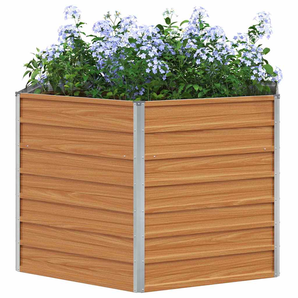 Hochbeet im Garten Hellbraun 129 x 129 x 77 cm Verzinkter Stahl