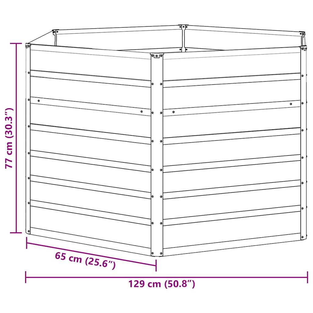 Hochbeet im Garten Hellbraun 129 x 129 x 77 cm Verzinkter Stahl