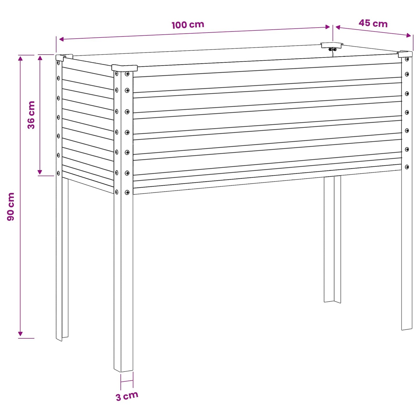 Gartenblumentopf Hellbraun 100 x 45 x 90 cm Verzinkter Stahl