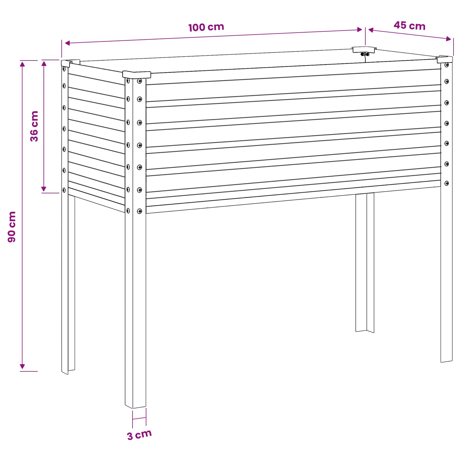 Gartenblumentopf Hellbraun 100 x 45 x 90 cm Verzinkter Stahl