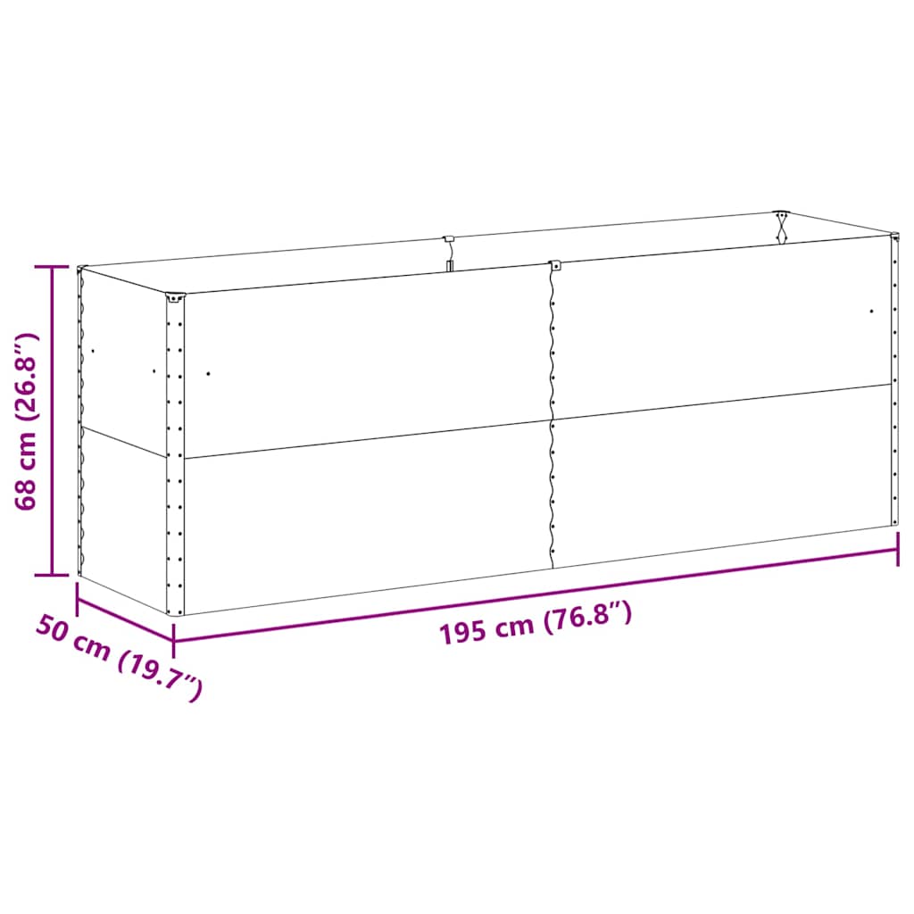 Hochbeet Hellbraun 195 x 50 x 68 cm Verzinkter Stahl
