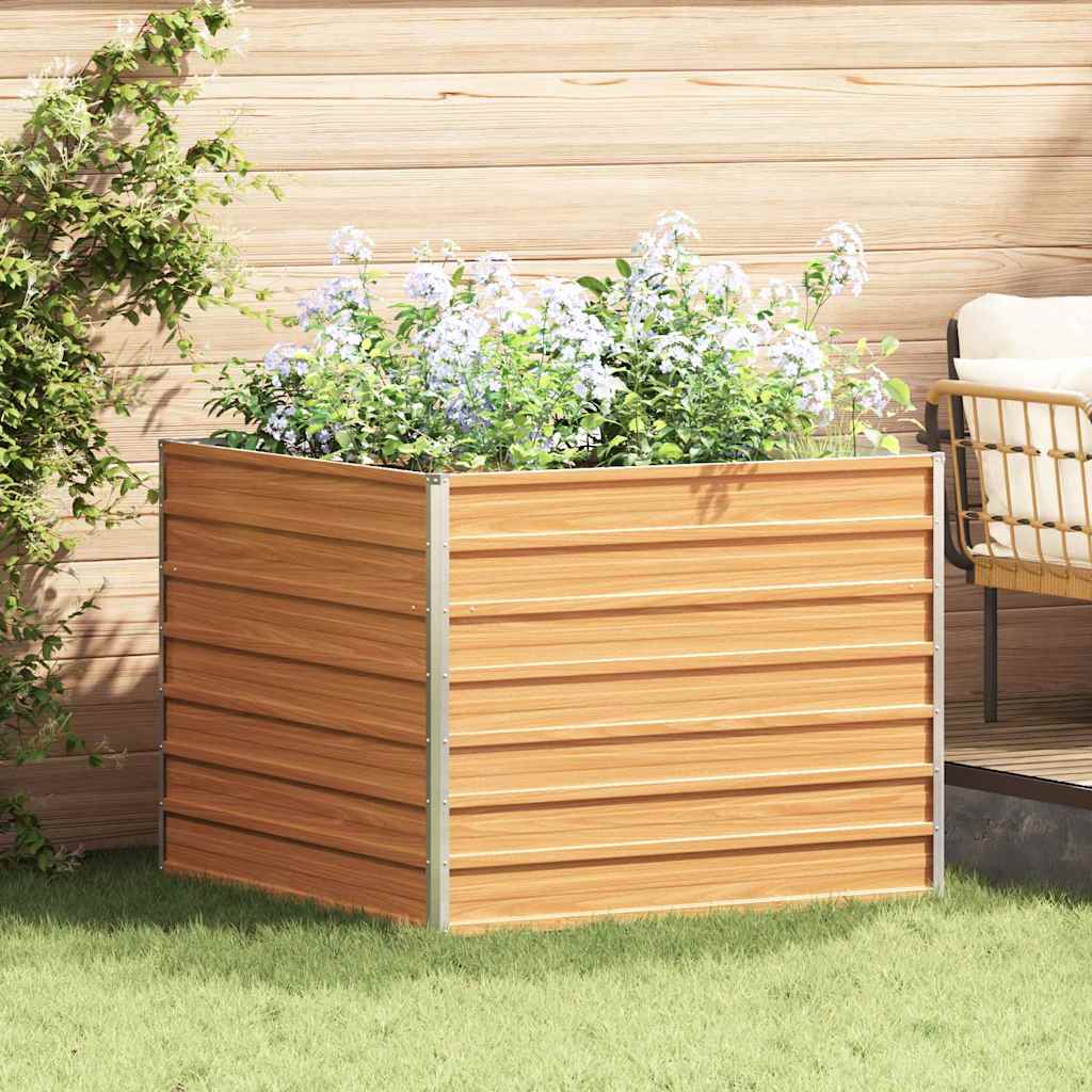 Hochbeet Hellbraun 100 x 100 x 77 cm Verzinkter Stahl