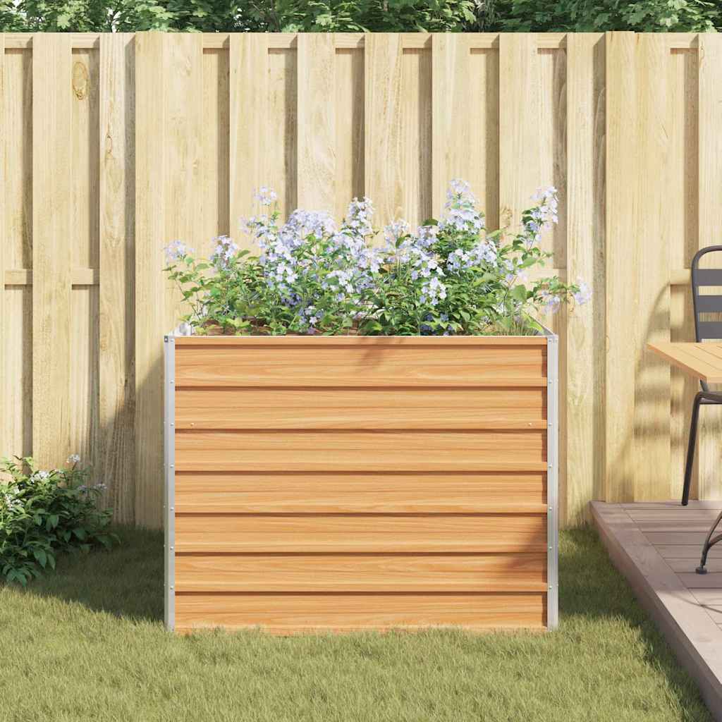 Hochbeet Hellbraun 100 x 100 x 77 cm Verzinkter Stahl