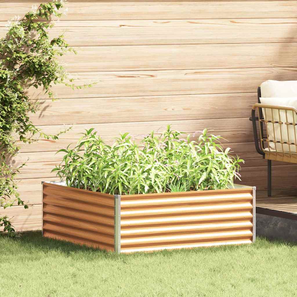 Hochbeet Hellbraun 98 x 100 x 36 cm Verzinkter Stahl