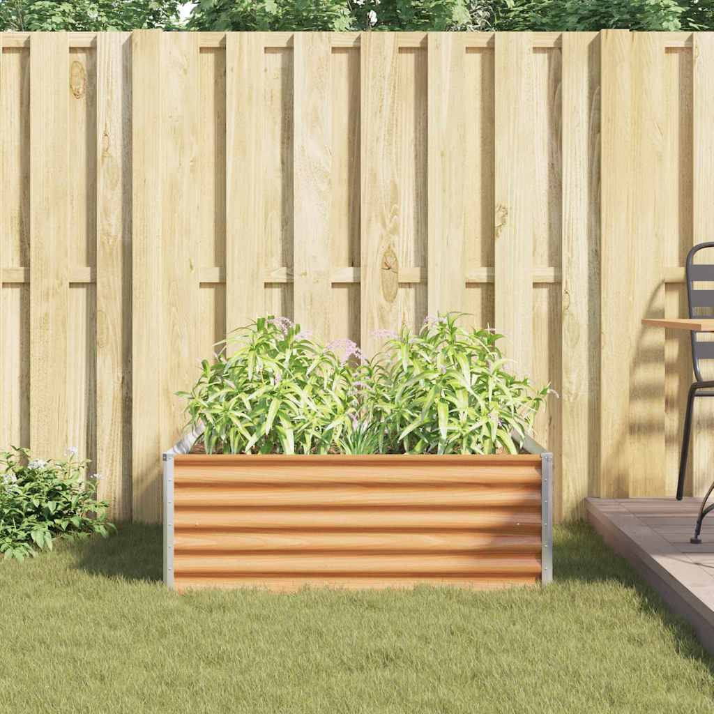 Hochbeet Hellbraun 98 x 100 x 36 cm Verzinkter Stahl
