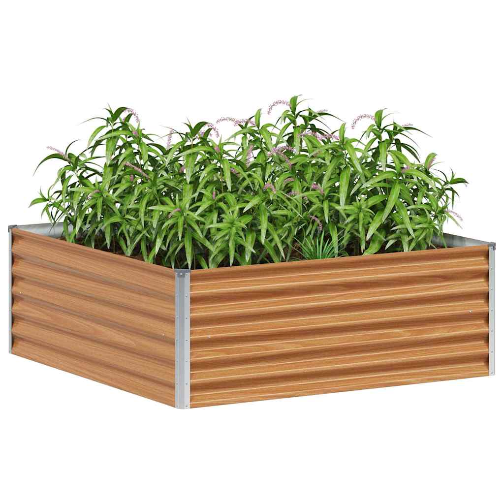 Hochbeet Hellbraun 98 x 100 x 36 cm Verzinkter Stahl