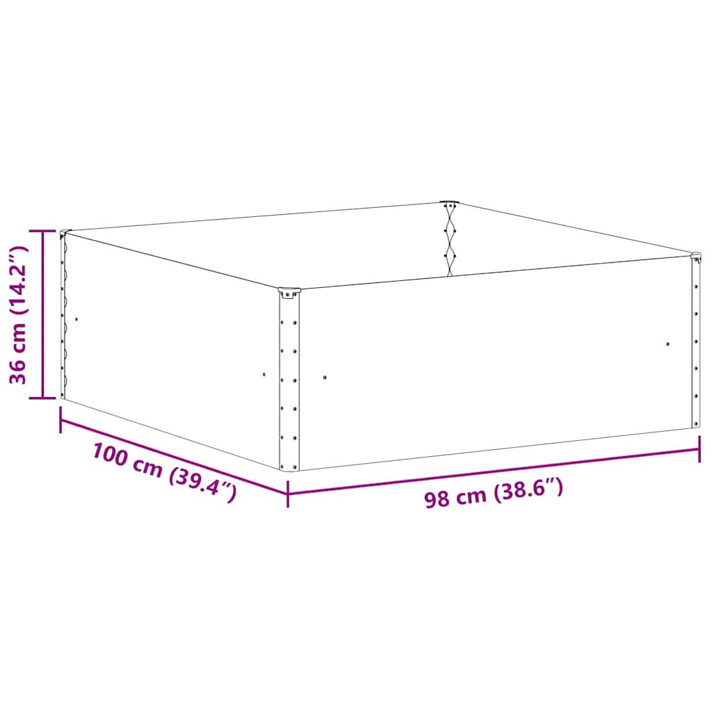 Hochbeet Hellbraun 98 x 100 x 36 cm Verzinkter Stahl