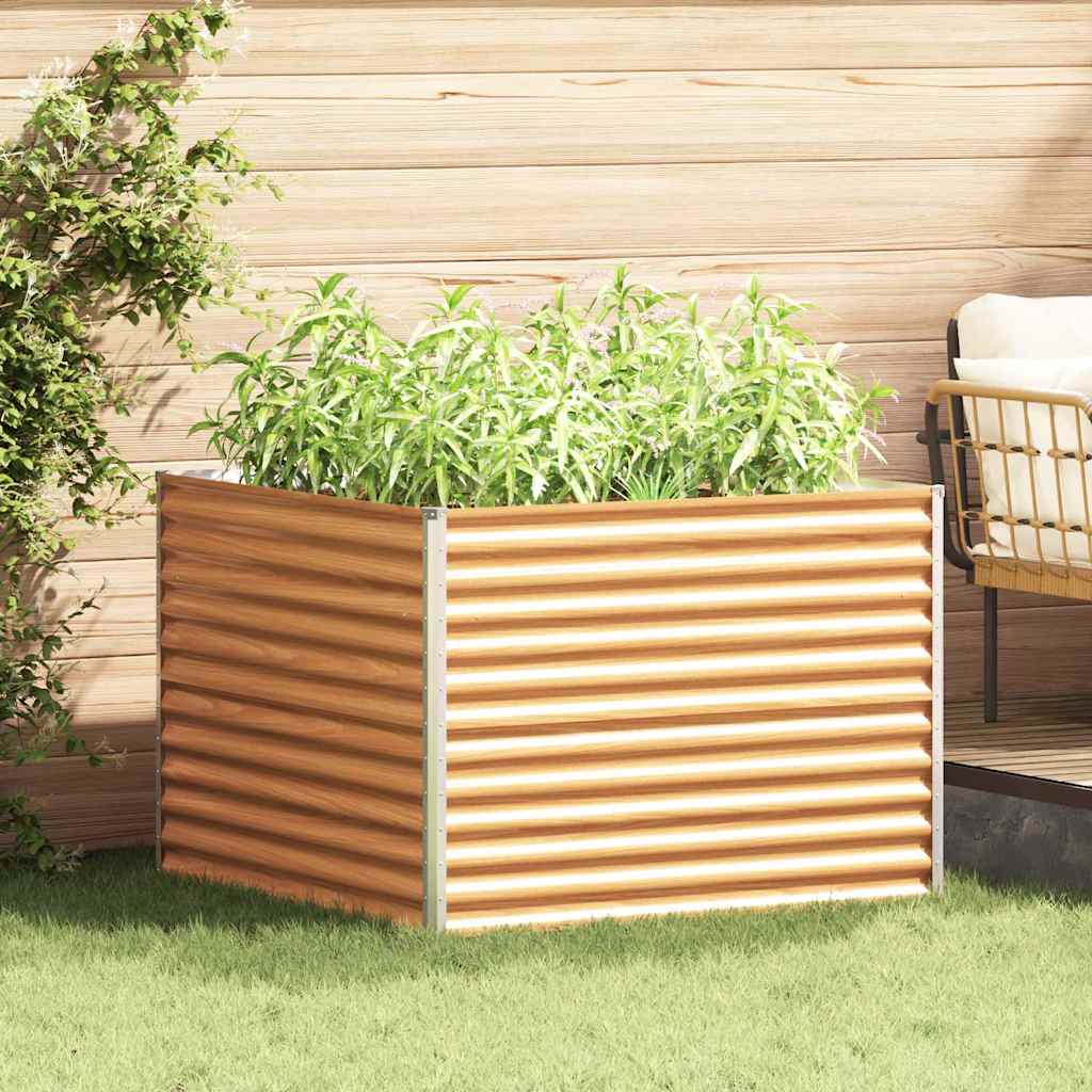 Hochbeet Hellbraun 98 x 100 x 68 cm Verzinkter Stahl