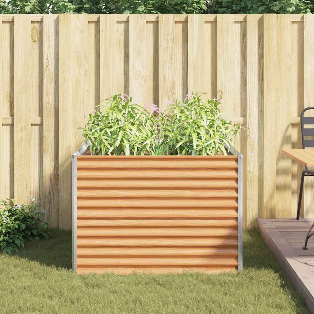 Hochbeet Hellbraun 98 x 100 x 68 cm Verzinkter Stahl