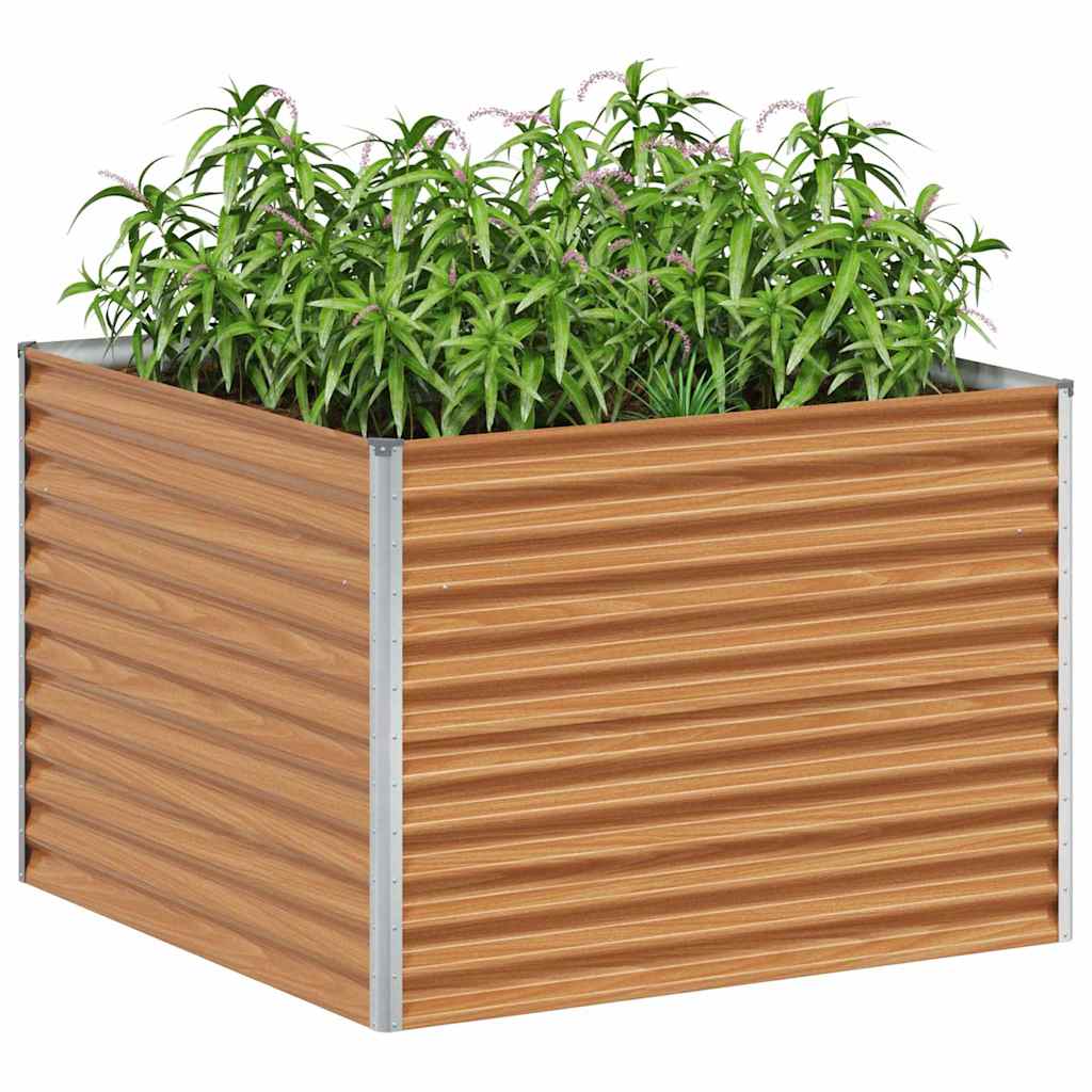 Hochbeet Hellbraun 98 x 100 x 68 cm Verzinkter Stahl