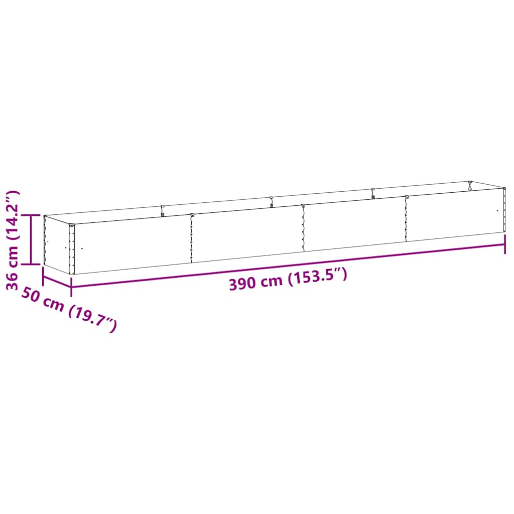 Hochbeet Hellbraun 390 x 50 x 36 cm Verzinkter Stahl