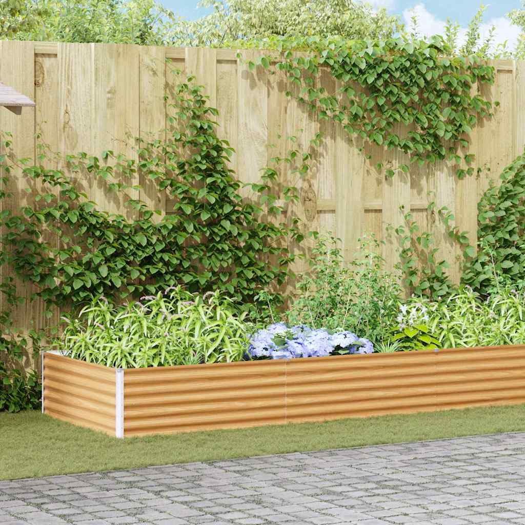 Hochbeet Hellbraun 970 x 100 x 36 cm Verzinkter Stahl