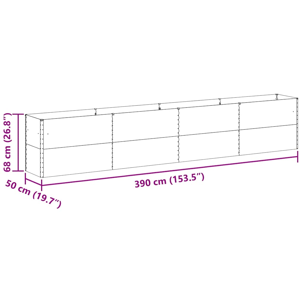 Hochbeet Hellbraun 390 x 50 x 68 cm Verzinkter Stahl