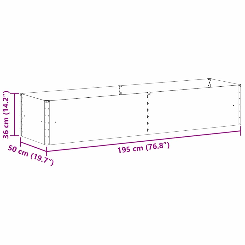 Hochbeet Hellbraun 195 x 50 x 36 cm Verzinkter Stahl