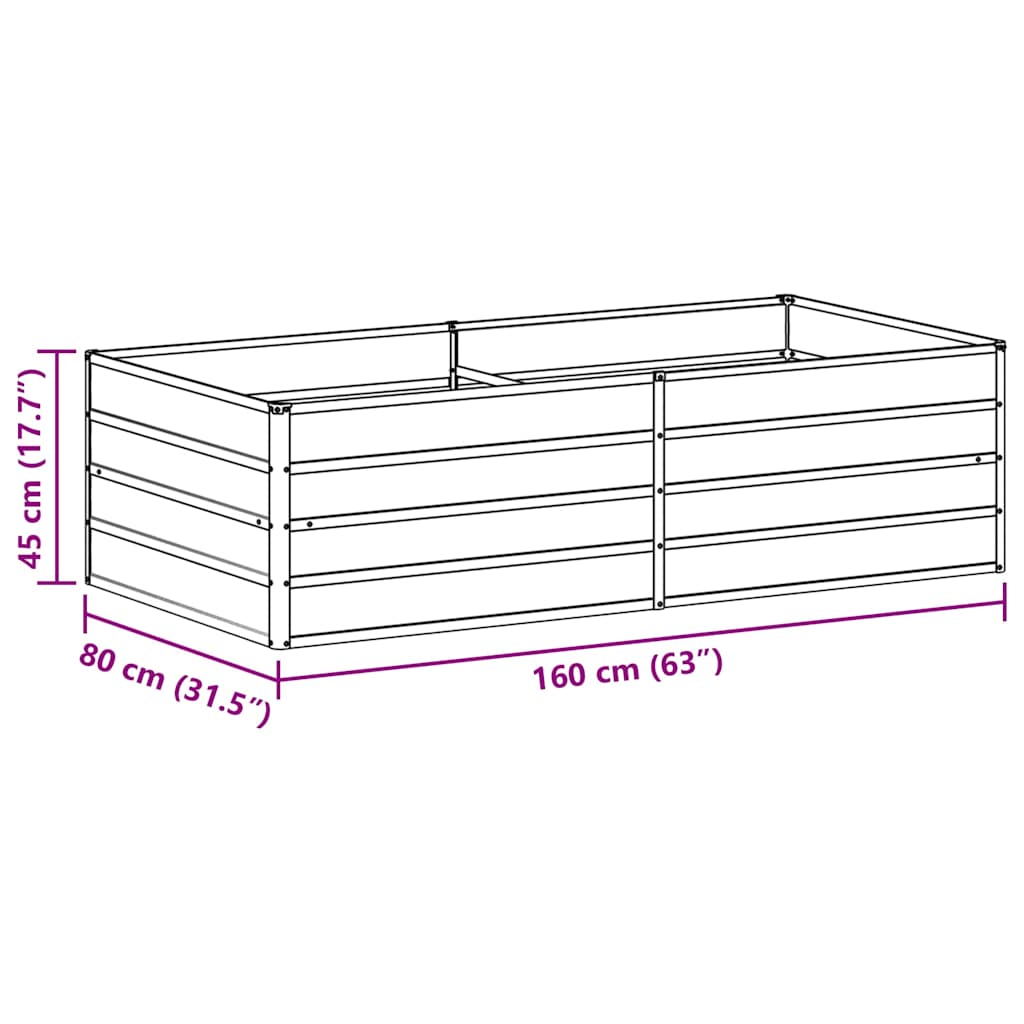 Hochbeet Hellbraun 160 x 80 x 45 cm Verzinkter Stahl