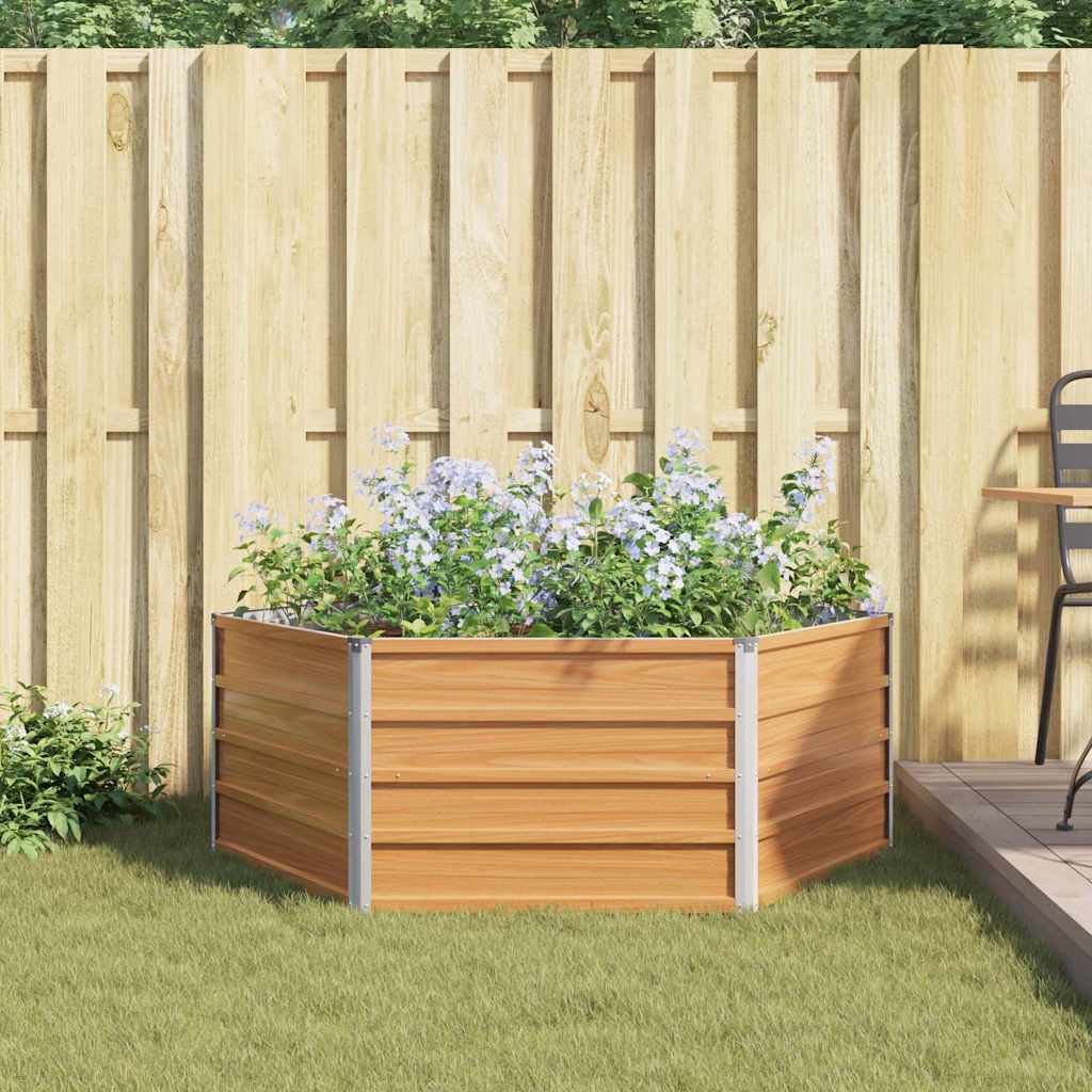 Hochbeet im Garten Holzoptik 129 x 129 x 45 cm Verzinkter Stahl