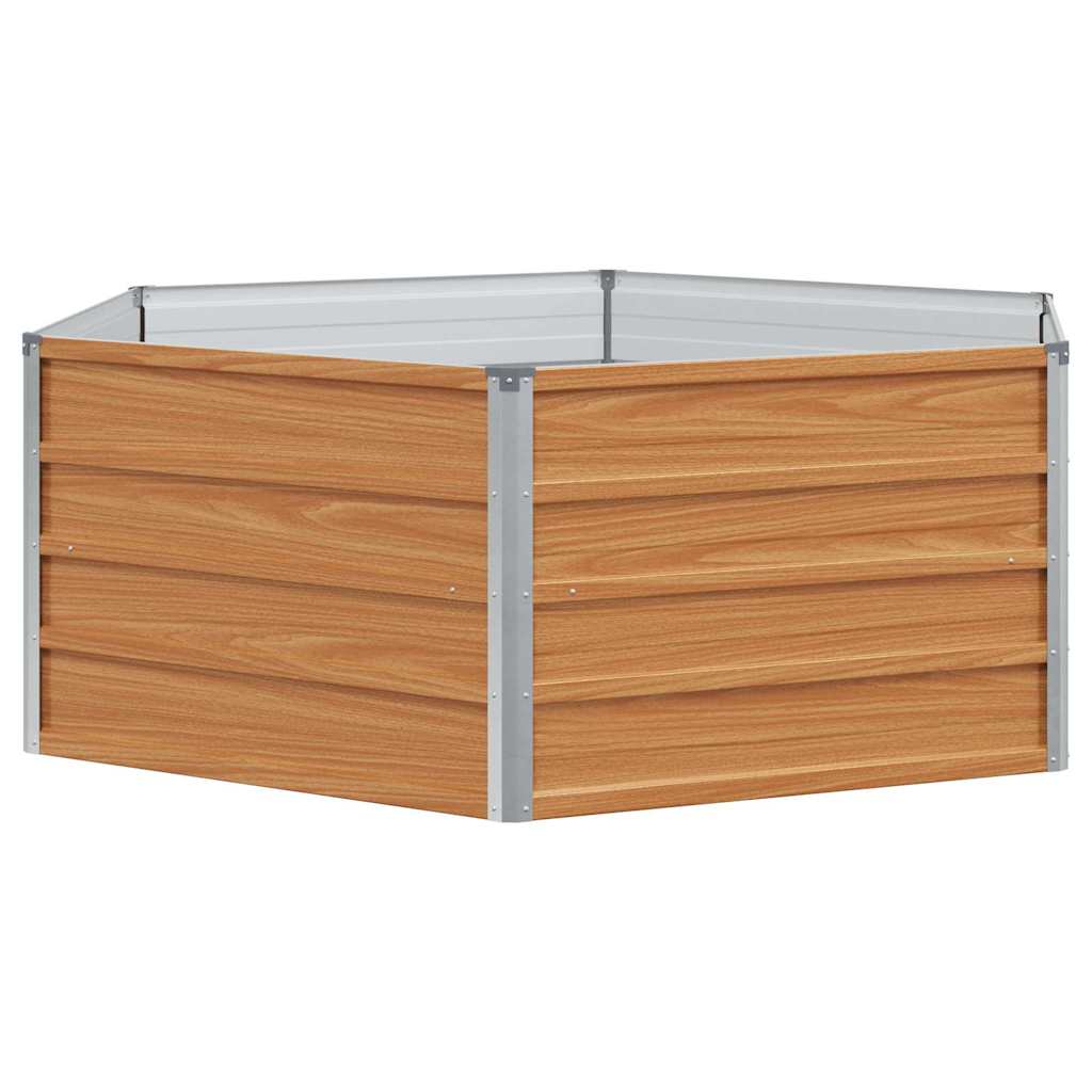 Hochbeet im Garten Holzoptik 129 x 129 x 45 cm Verzinkter Stahl