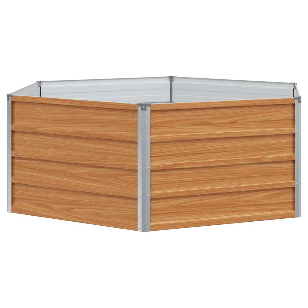 Hochbeet im Garten Holzoptik 129 x 129 x 45 cm Verzinkter Stahl