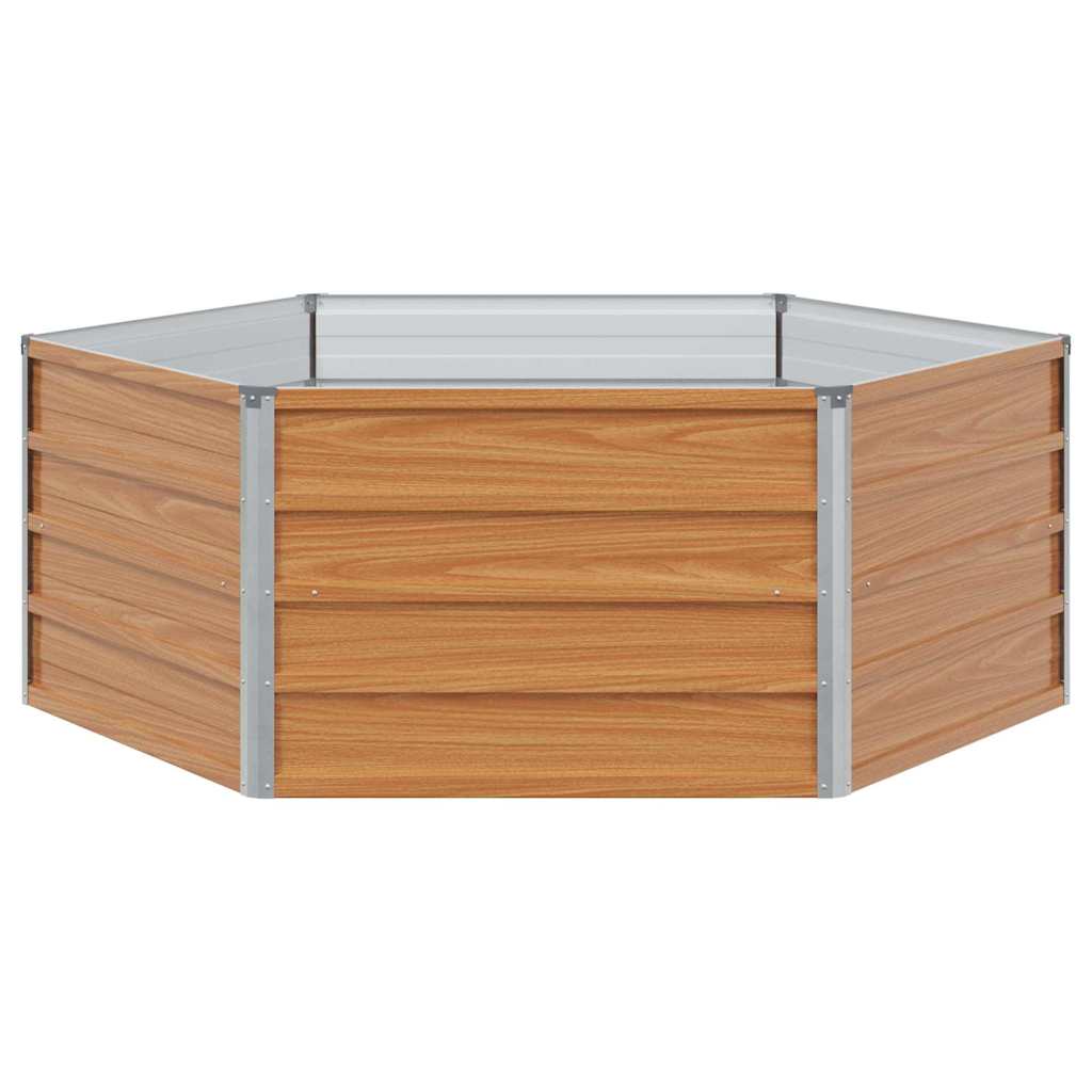 Hochbeet im Garten Holzoptik 129 x 129 x 45 cm Verzinkter Stahl
