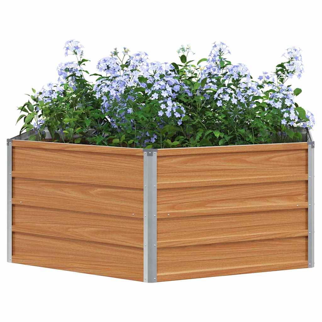 Hochbeet im Garten Holzoptik 129 x 129 x 45 cm Verzinkter Stahl