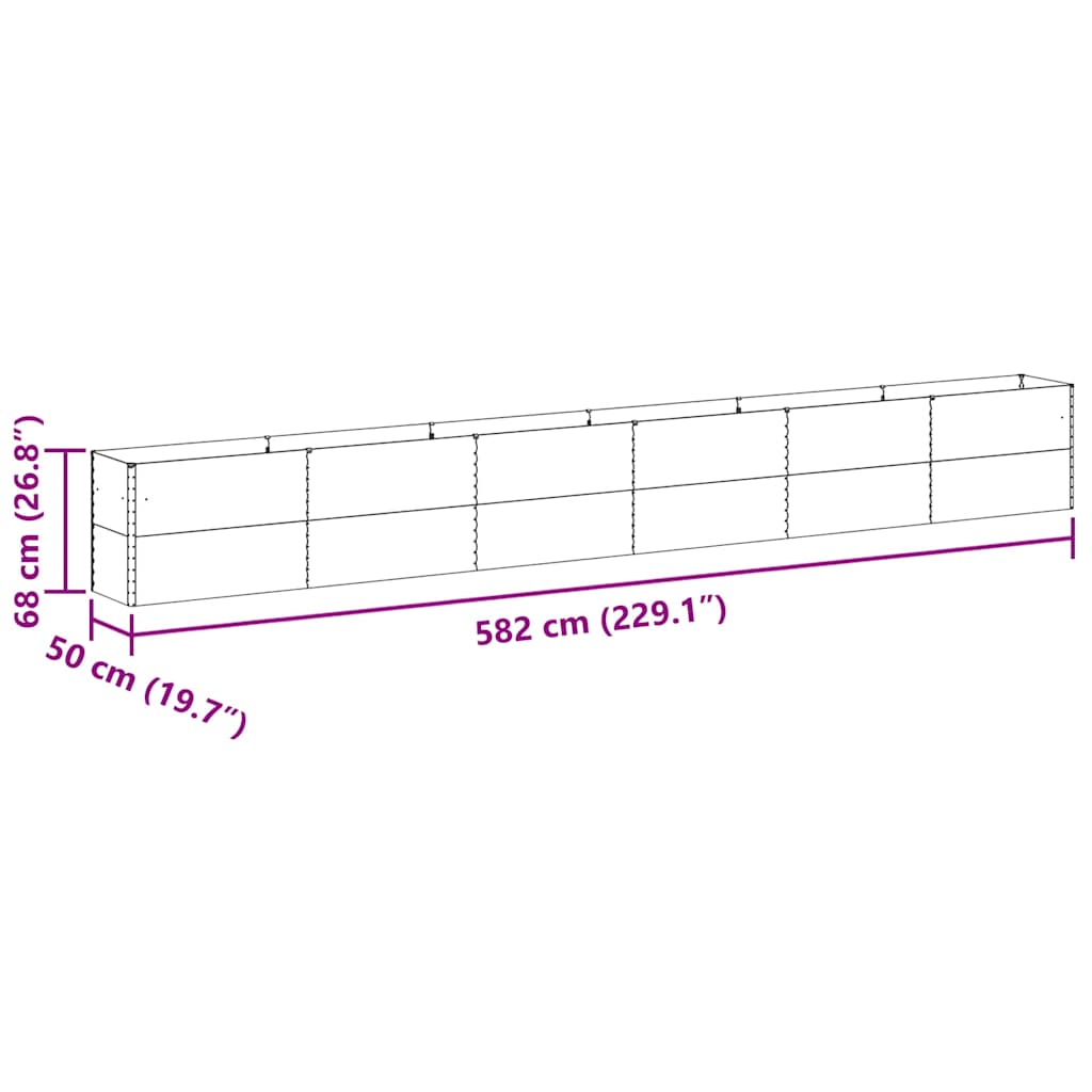 Hochbeet Hellbraun 582 x 50 x 68 cm Verzinkter Stahl