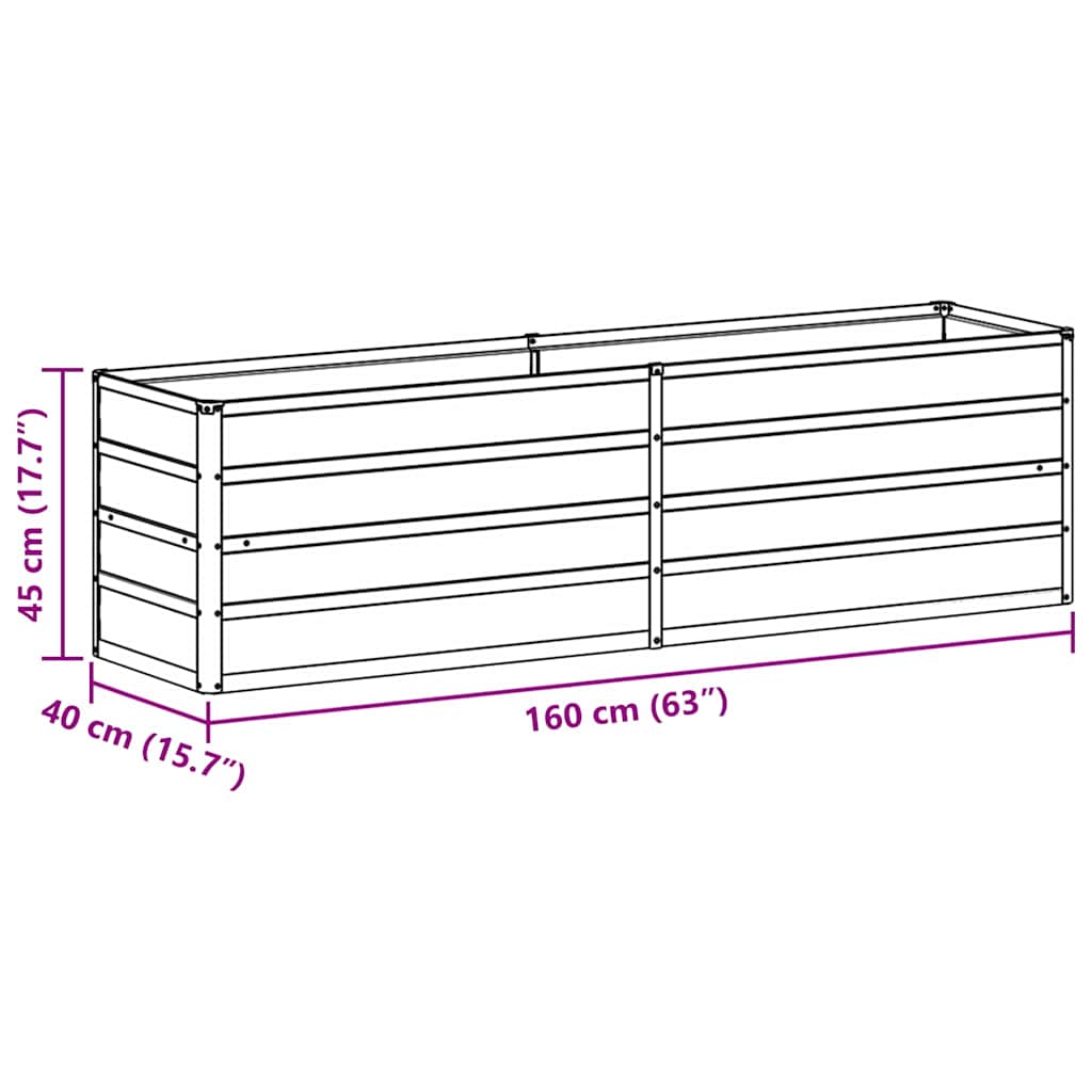 Hochbeet Hellbraun 160 x 40 x 45 cm Verzinkter Stahl