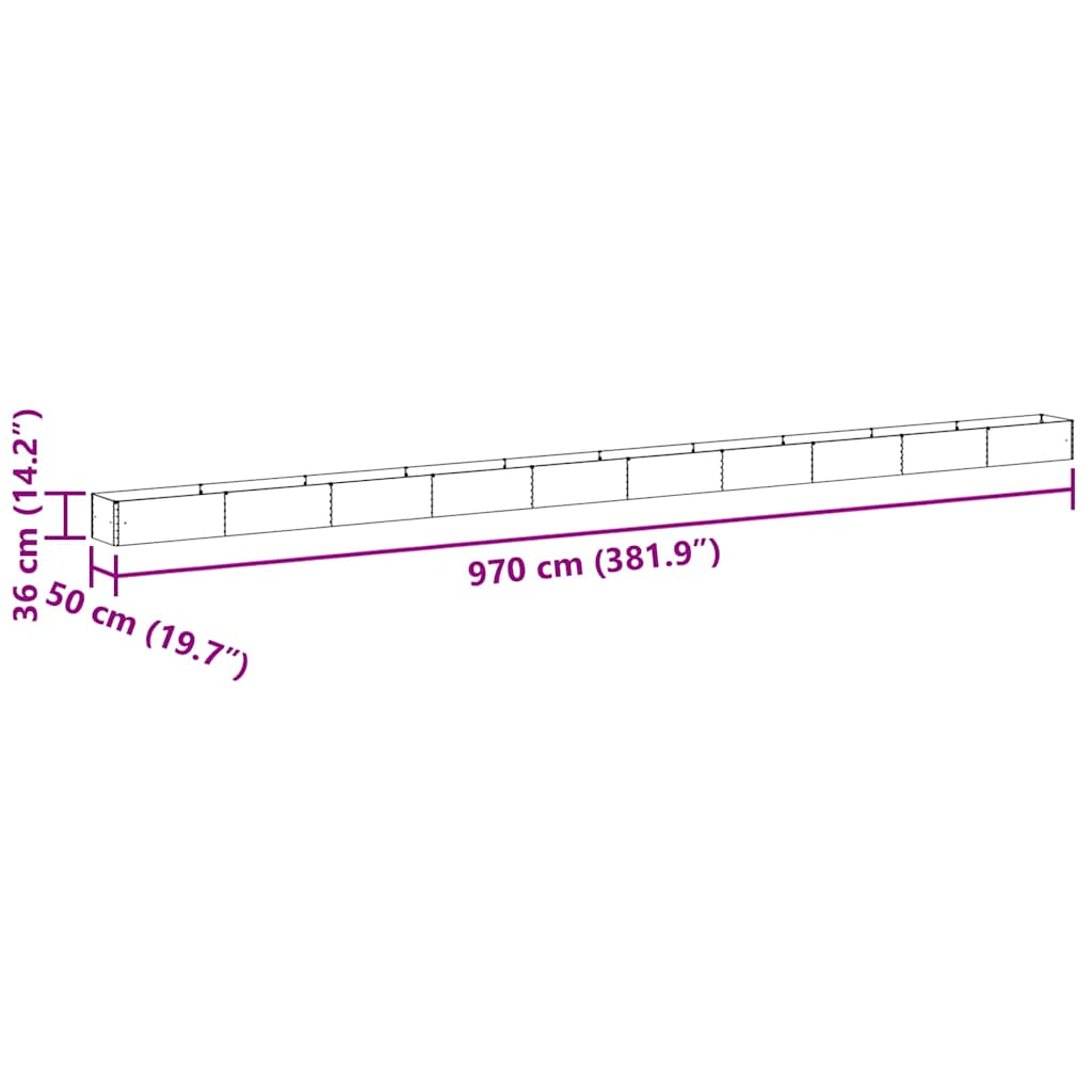 Hochbeet Hellbraun 970 x 50 x 36 cm Verzinkter Stahl