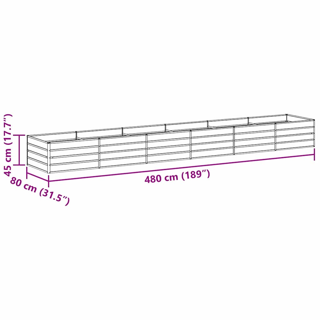 Hochbeet Hellbraun 480 x 80 x 45 cm Verzinkter Stahl