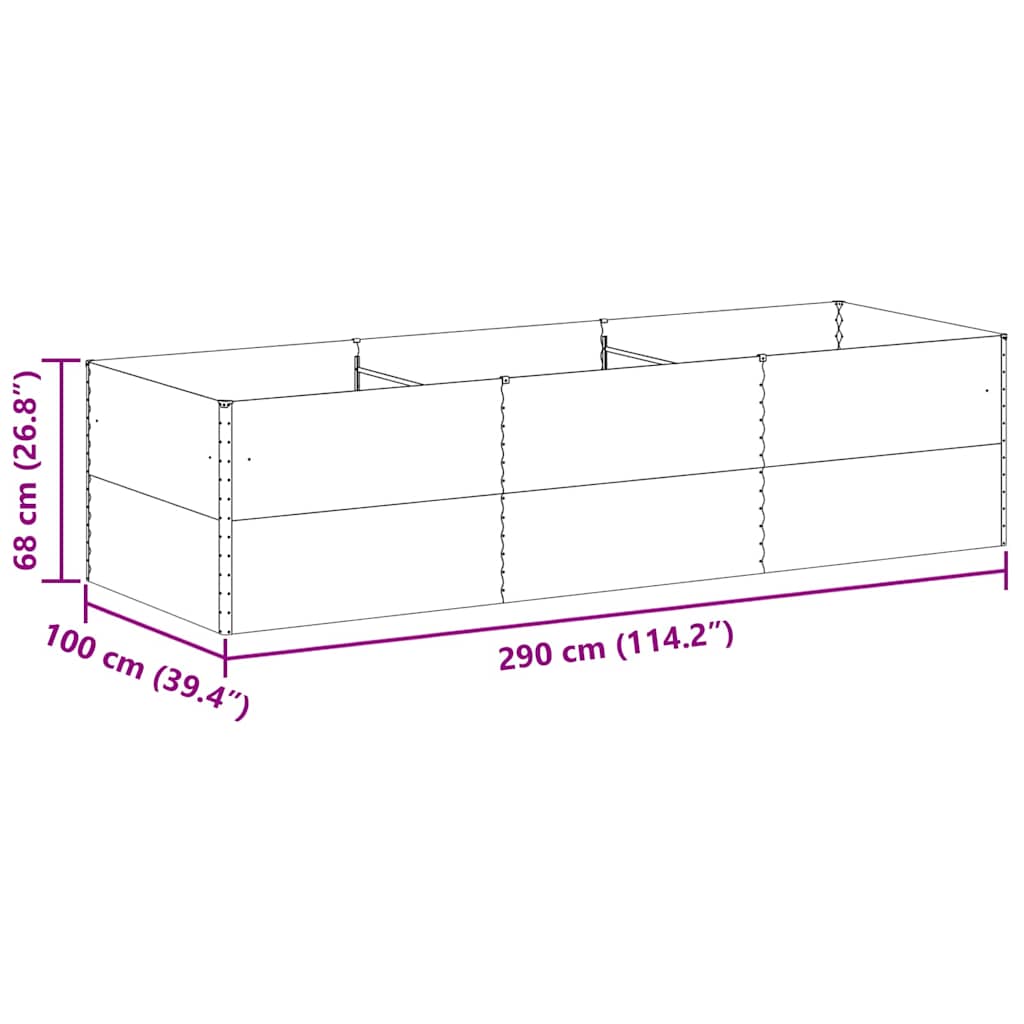 Hochbeet Hellbraun 290 x 100 x 68 cm Verzinkter Stahl